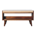 Boucle Nordic Storage Bench Chestnut Foam Wood Fabric