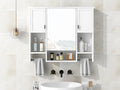 35'' X 28'' Modern Wall Mounted Bathroom Storage Cabinet, Bathroom Wall Cabinet With Mirror, Medicine Cabinet With Towels Bar White 3 5 Mirror Included Bathroom Wall Mounted Mdf Painted