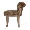 Leopard Print Studded Chair Brown Foam Wood Fabric