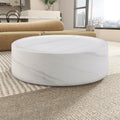 31.49'' Round Coffee Table,Sturdy Fiberglass Table For Living Room, White, No Need Assembly.White White Fiberglass