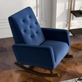 Demetrius Solid Wood Rocking Chair Blue Fabric