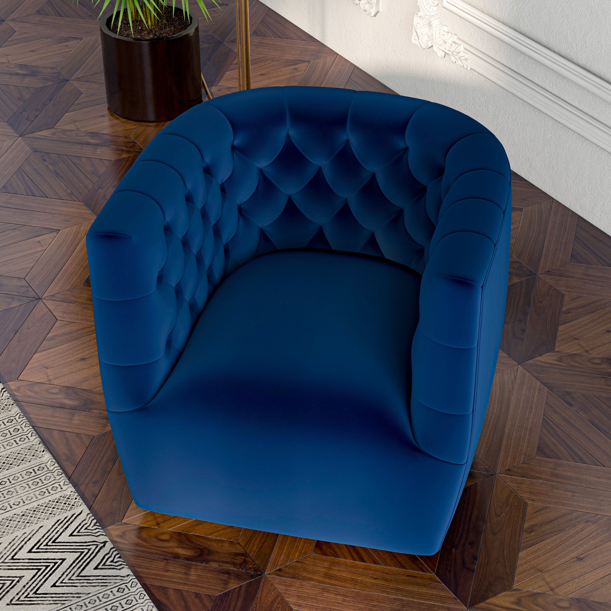 Delaney Swivel Chair Blue Boucle