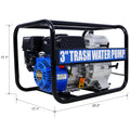 Trash Pump 3 Inch, 209Cc 7Hp 4 Stroke Ohv Engine, Gas Powered Full Trash Water Pump 50 Ft Discharge Hose, 12 Ft Suction Hose With Complete Fittings,Epa Compliant Black Blue Steel