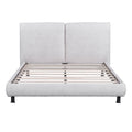Queen Size Upholstered Platform Bed With Two Large Headrests And Thick Fabric, Polyester, Beige Beige Polyester