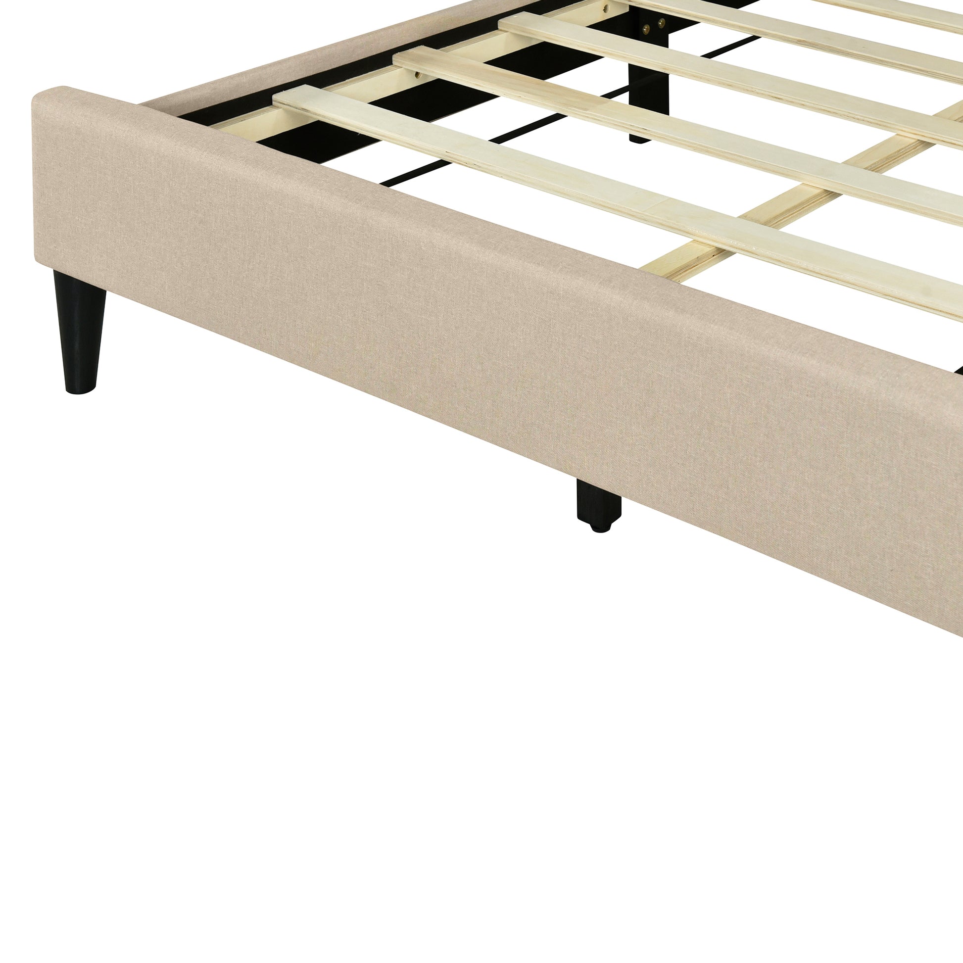 Full Size Upholstered Platform Bed With Storage Headboard, Sensor Light And A Set Of Sockets And Usb Ports, Linen Fabric, Beige Beige Linen