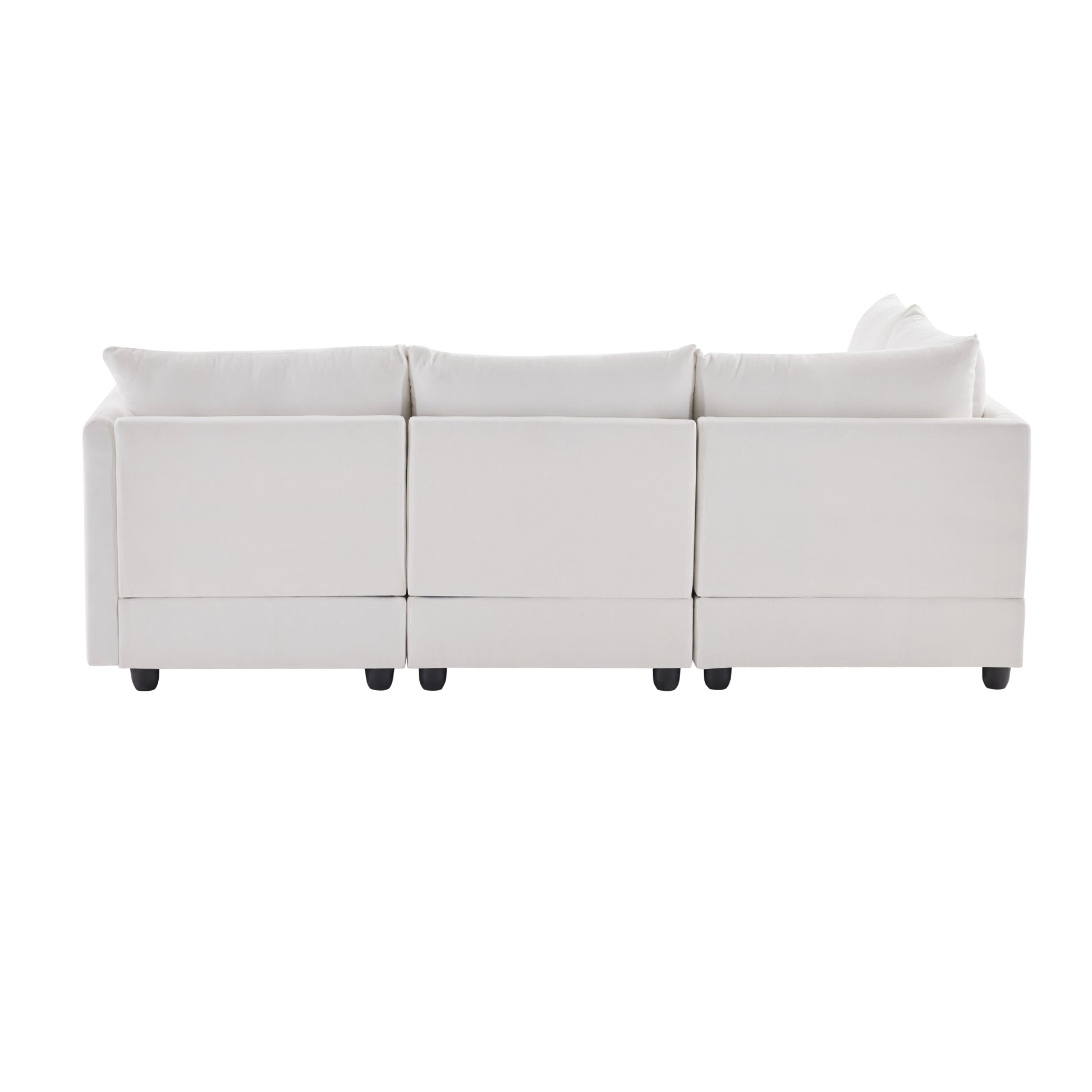 89*79"Modern Sectional Sofa With Vertical Stripes,2 Pillows,5 Seat Couch With Convertible Ottoman,Various Combinations,L Shape Indoor Furniture For Living Room,Apartment, 3 Colors White Fabric 5