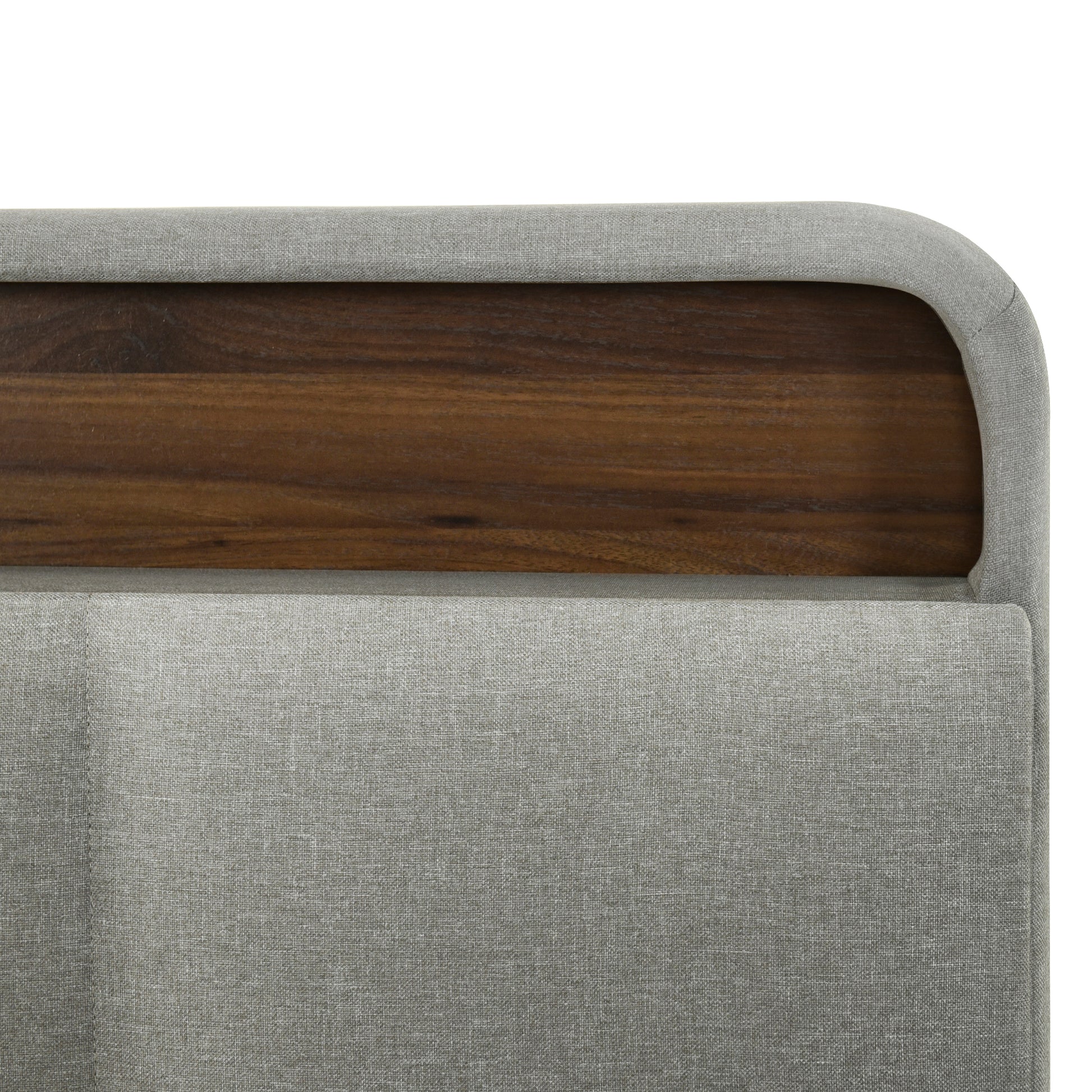 Full Size Upholstered Platform Bed With Storage Headboard, Sensor Light And A Set Of Sockets And Usb Ports, Linen Fabric, Gray Gray Linen