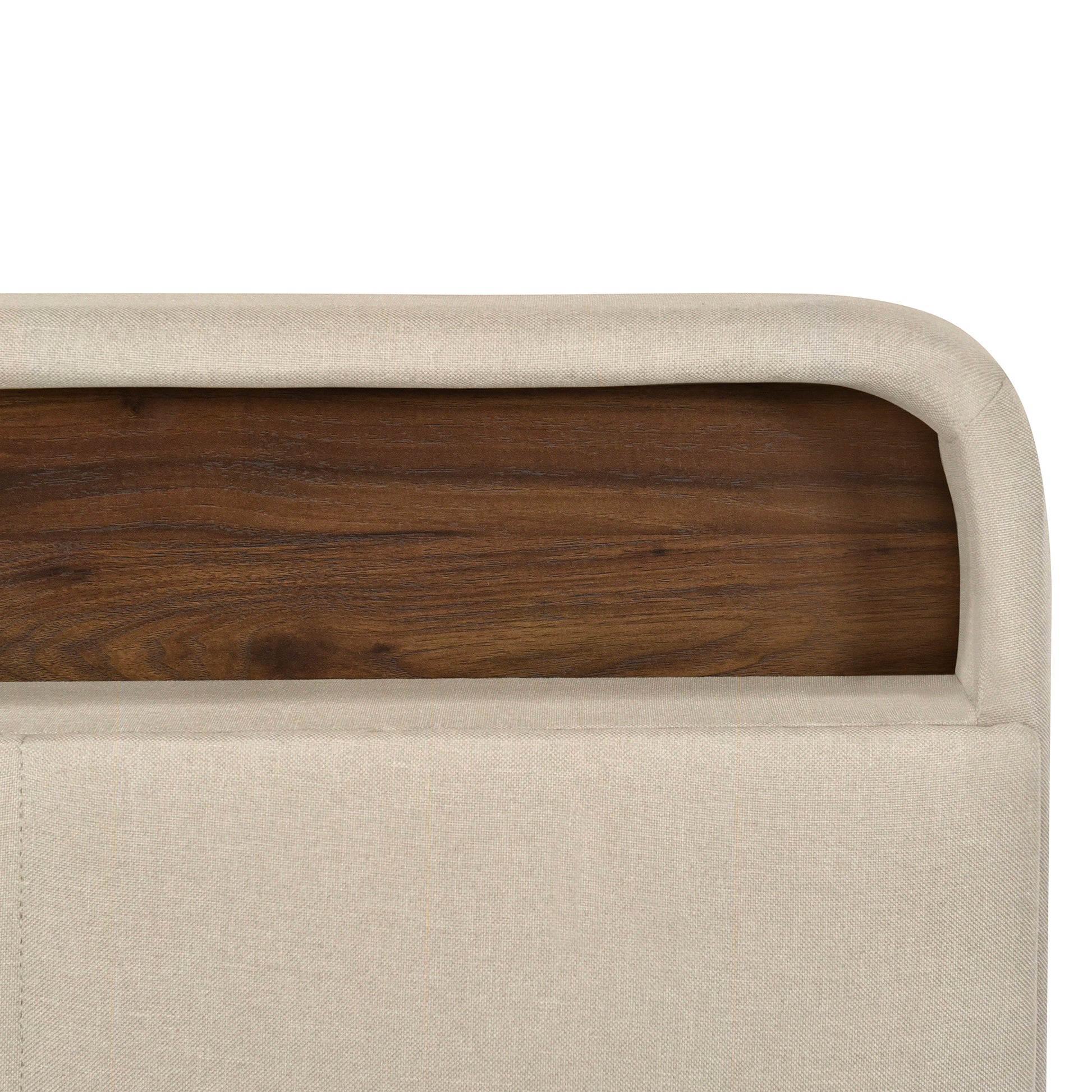 Queen Size Upholstered Platform Bed With Storage Headboard, Sensor Light And A Set Of Sockets And Usb Ports, Linen Fabric, Beige Beige Linen