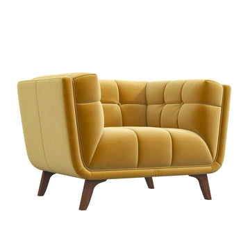 Addison Mid Century Modern Lounge Chair Yellow Velvet