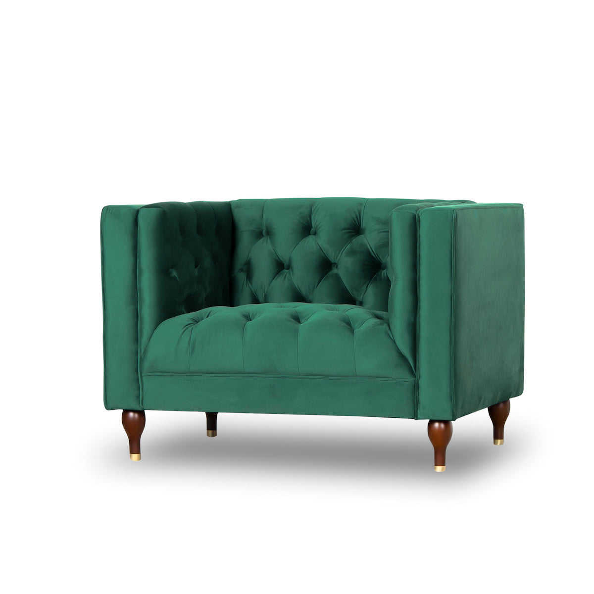 Evelyn Mid Century Modern Tufted Back Velvet Lounge Chair Green Velvet