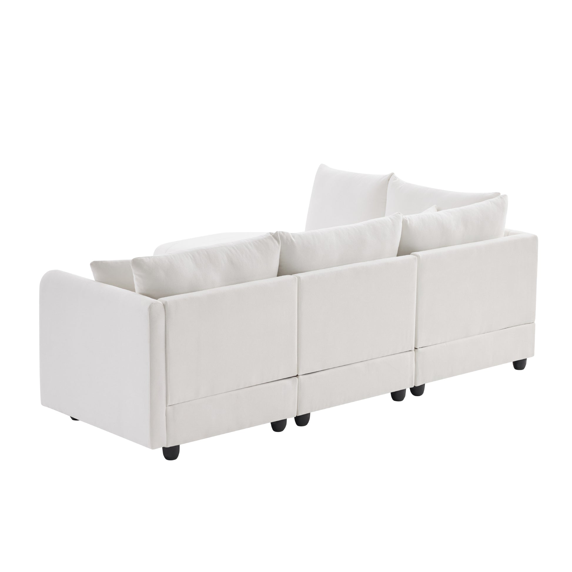 89*79"Modern Sectional Sofa With Vertical Stripes,2 Pillows,5 Seat Couch With Convertible Ottoman,Various Combinations,L Shape Indoor Furniture For Living Room,Apartment, 3 Colors White Fabric 5