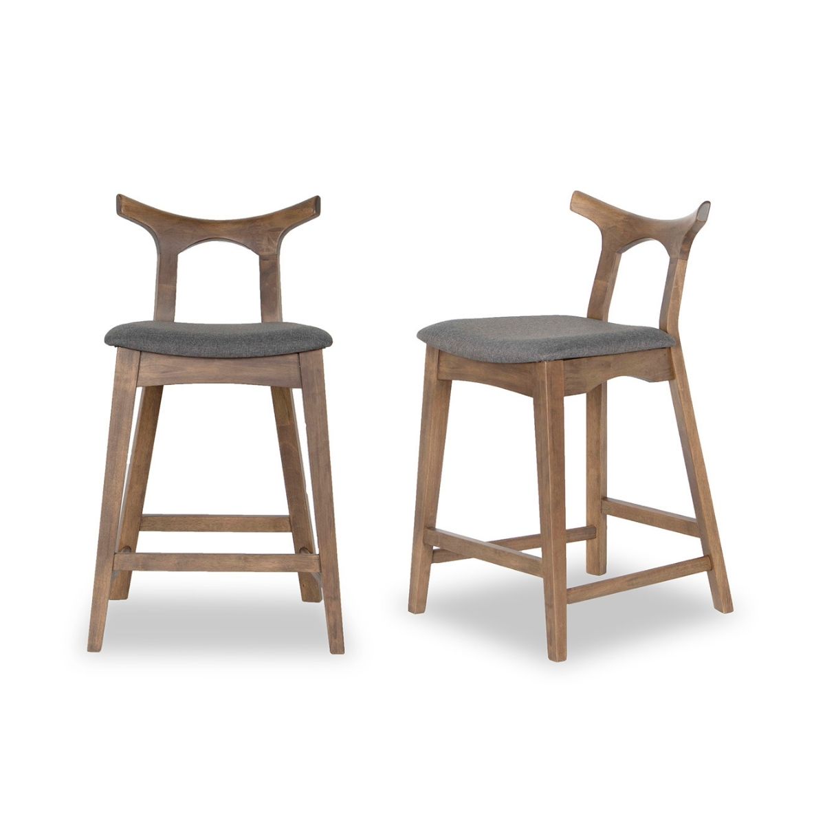 Hester Solid Wood Upholstered Square Bar Chair Set Of 2 Grey Fabric