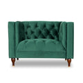 Evelyn Mid Century Modern Tufted Back Velvet Lounge Chair Green Velvet