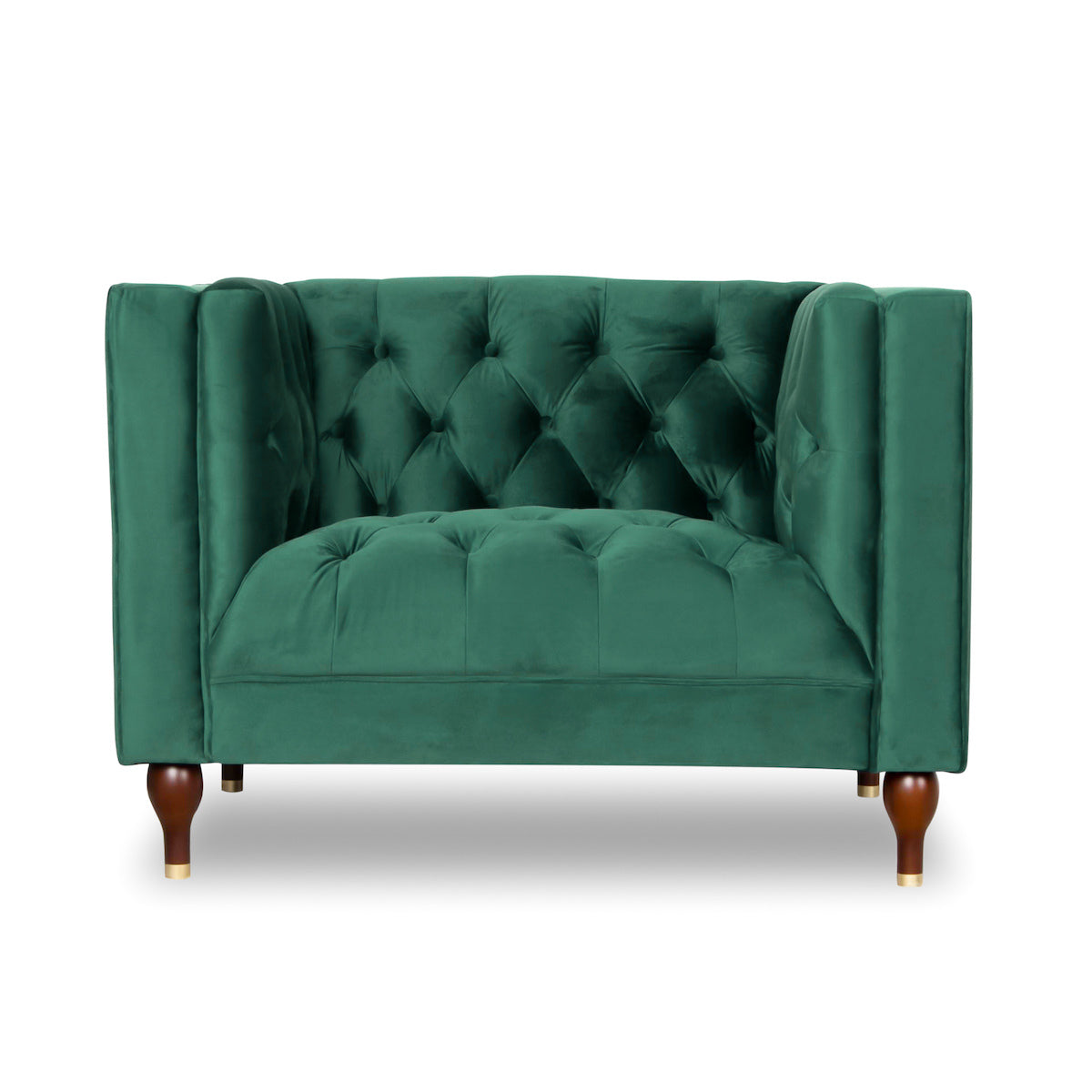 Evelyn Mid Century Modern Tufted Back Velvet Lounge Chair Green Velvet