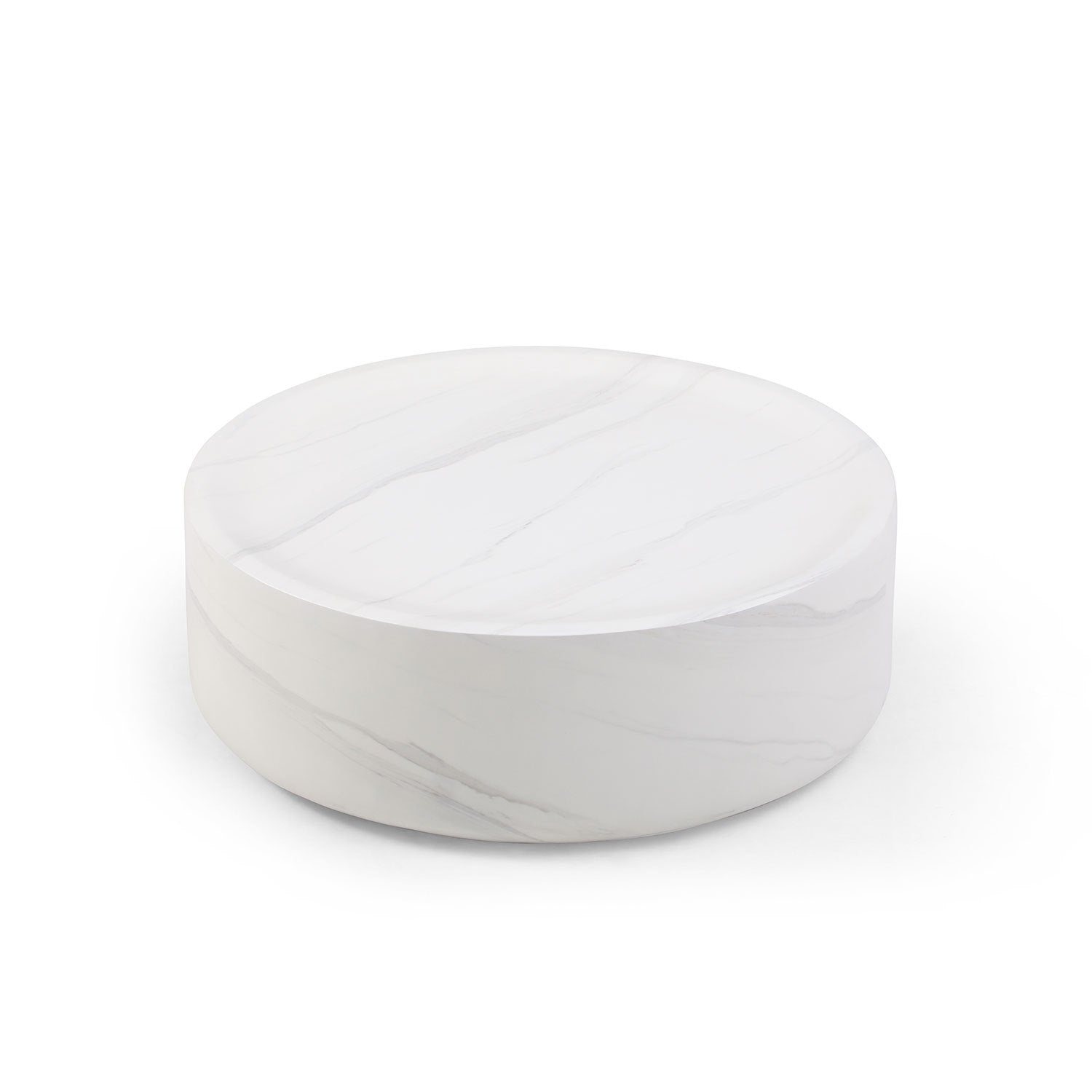 31.49'' Round Coffee Table,Sturdy Fiberglass Table For Living Room, White, No Need Assembly.White White Fiberglass