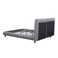 Queen Size Upholstered Platform Bed With Two Large Headrests And Thick Fabric, Polyester, Gray Gray Polyester