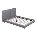 Queen Size Upholstered Platform Bed With Two Large Headrests And Thick Fabric, Polyester, Gray Gray Polyester