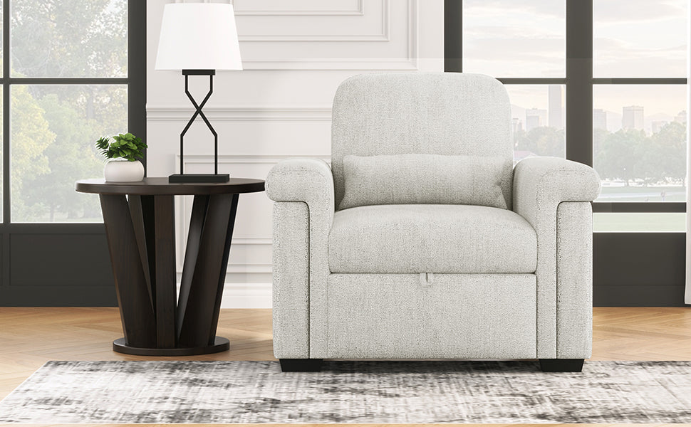 3 In 1 Convertible Sleeper Chair Sofa Bed Pull Out Couch Adjustable Chair With Pillow, Adjust Backrest Into A Sofa, Lounger Chair, Single Bed Or Living Room Or Apartment, Beige Beige Polyester