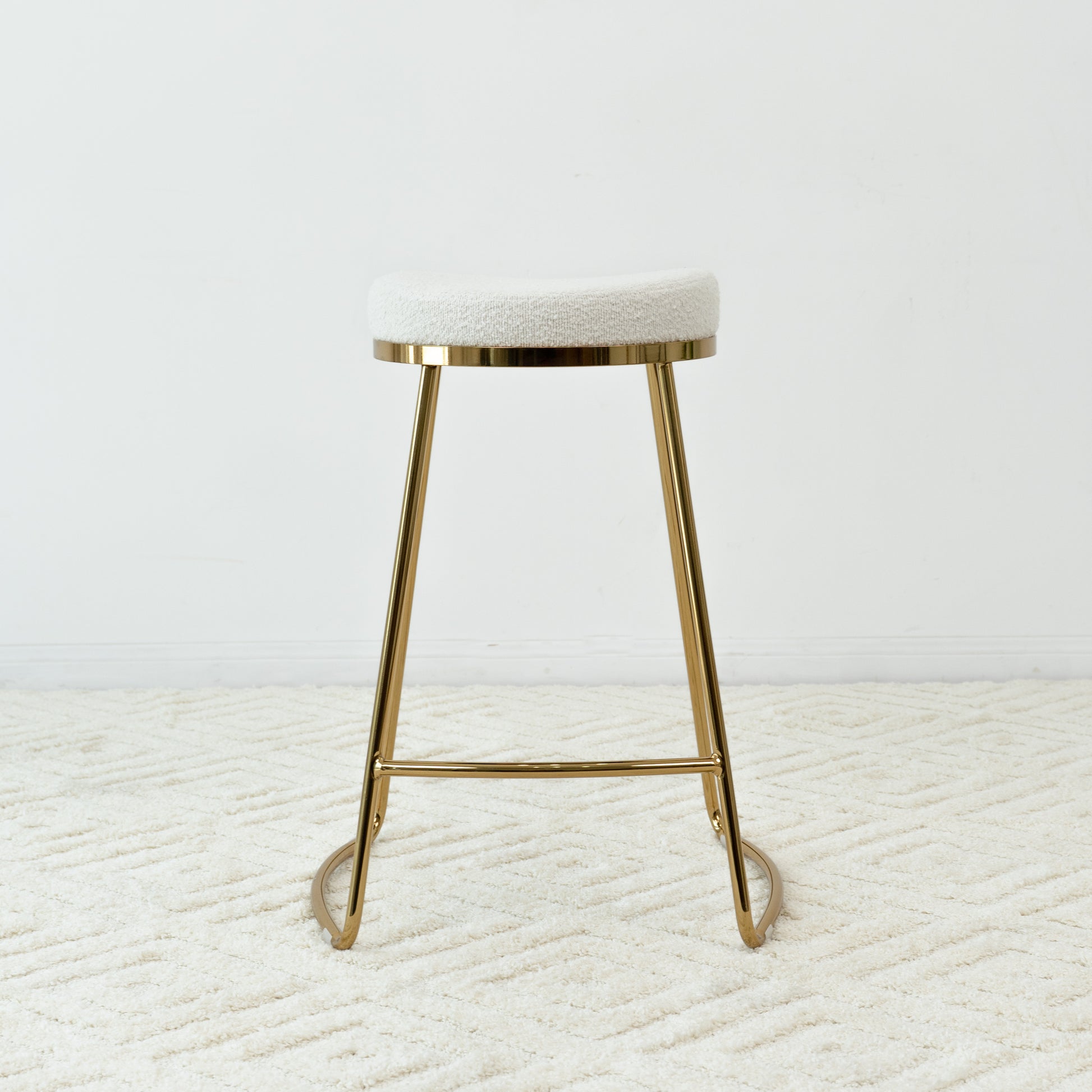 Jane 26" Mid Century Modern Luxury Upholstered Stool White Boucle