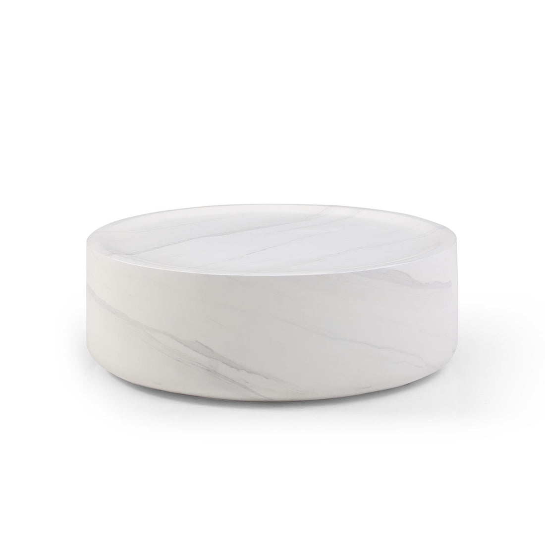 31.49'' Round Coffee Table,Sturdy Fiberglass Table For Living Room, White, No Need Assembly.White White Fiberglass
