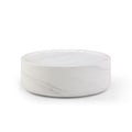 31.49'' Round Coffee Table,Sturdy Fiberglass Table For Living Room, White, No Need Assembly.White White Fiberglass