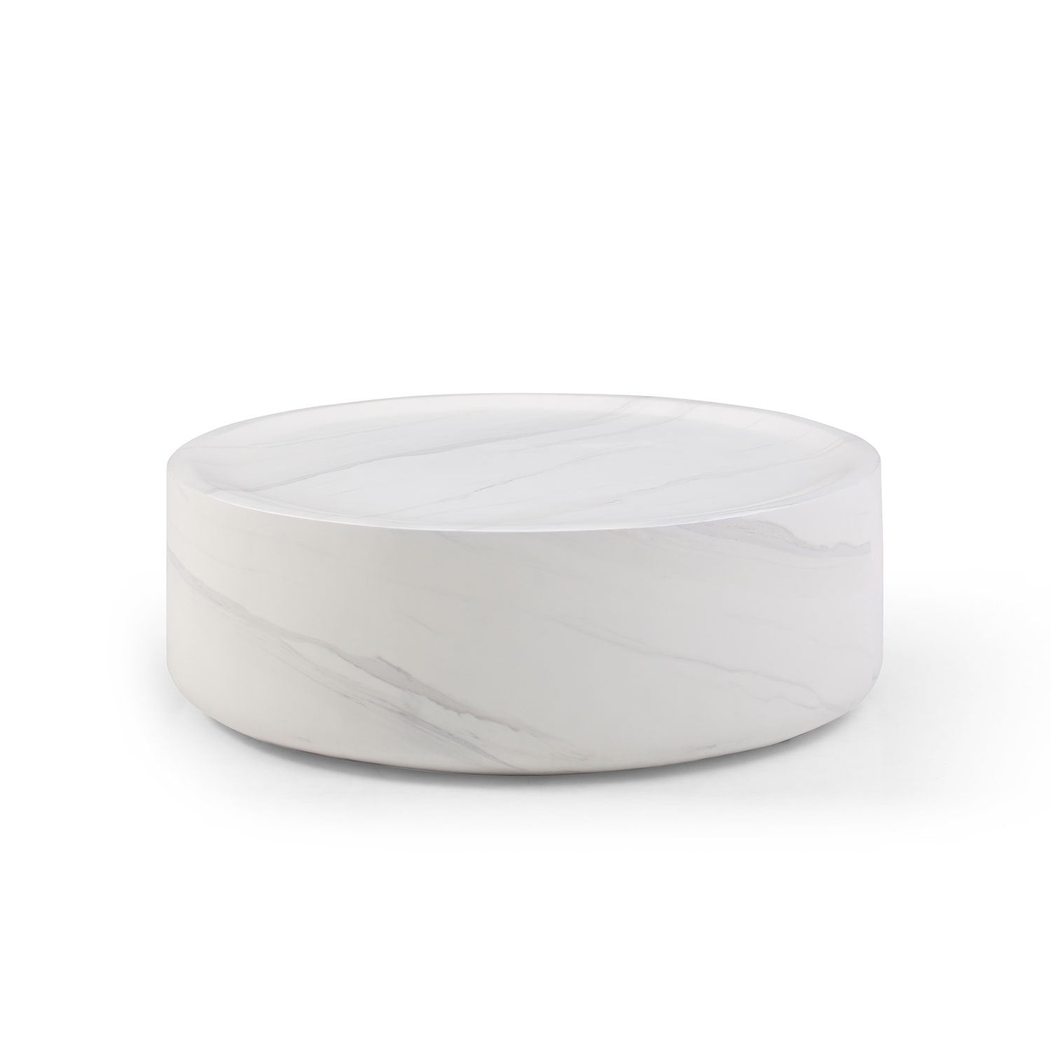 31.49'' Round Coffee Table,Sturdy Fiberglass Table For Living Room, White, No Need Assembly.White White Fiberglass