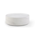 39.37'' White Marble Round Coffee Table Sturdy Fiberglass Table For Living Room, No Need Assembly. White Fiberglass