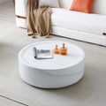 35.43'' Round Coffeee Table ,Marble Table ,Simple Modern Center Cocktail Table ,Sturdy Fiberglass Table For Living Room, No Need Assembly,White White Fiberglass