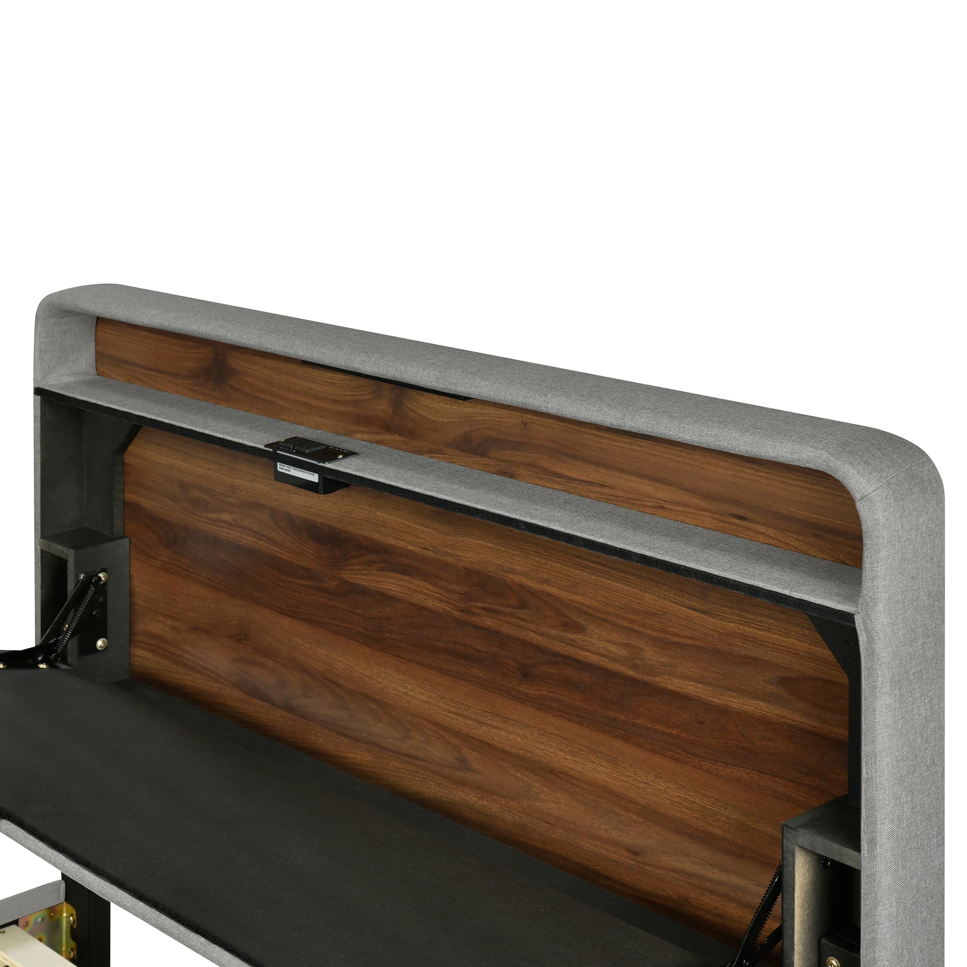Full Size Upholstered Platform Bed With Storage Headboard, Sensor Light And A Set Of Sockets And Usb Ports, Linen Fabric, Gray Gray Linen