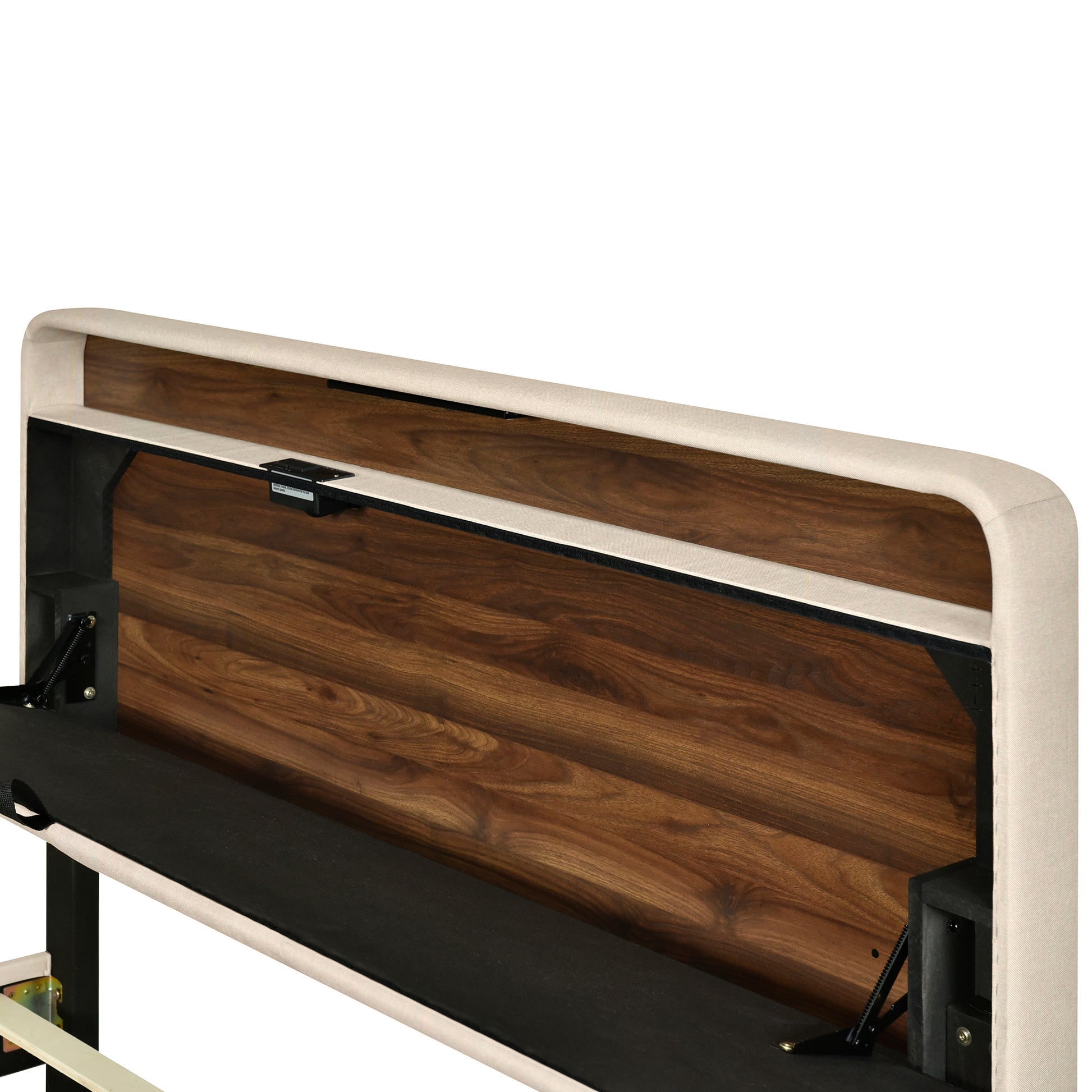 Queen Size Upholstered Platform Bed With Storage Headboard, Sensor Light And A Set Of Sockets And Usb Ports, Linen Fabric, Beige Beige Linen