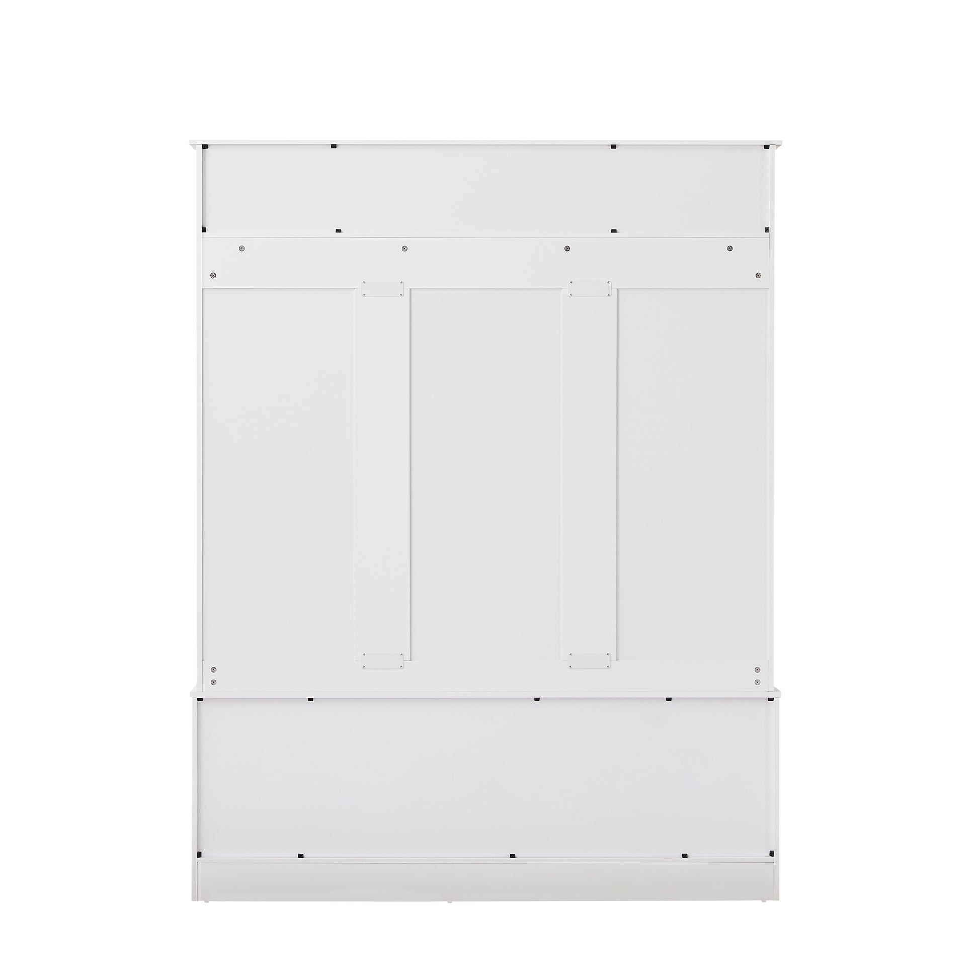 Hall Tree Entryway Bench With Coat Rack, With Shoe Cubbies For Bedroom, White, 59.8'' W X 15.8'' D X 76.8''H. White Particle Board