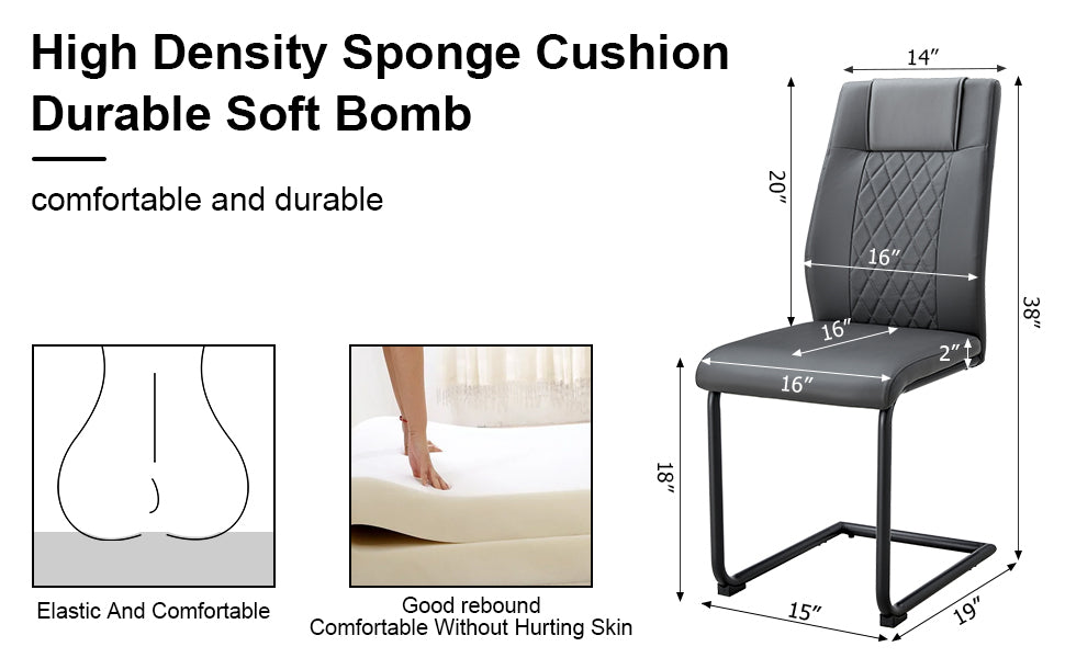 Modern Dining Chair With Faux Leather Cushioned Seats Dining Chair With Metal Legs, Suitable For Kitchen, Living Room, Bedroom, Dining Room Side Chairs, Set Of 6 Pieces Gray Pu Leather Gray Pu