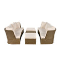 Customizable Outdoor Patio Furniture Set, Wicker Furniture Sofa Set With Thick Cushions, Suitable For Backyard, Porch. Yes Beige Garden & Outdoor Complete Patio Sets Hdpe