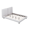 Queen Size Upholstered Platform Bed With Two Large Headrests And Thick Fabric, Polyester, Beige Beige Polyester