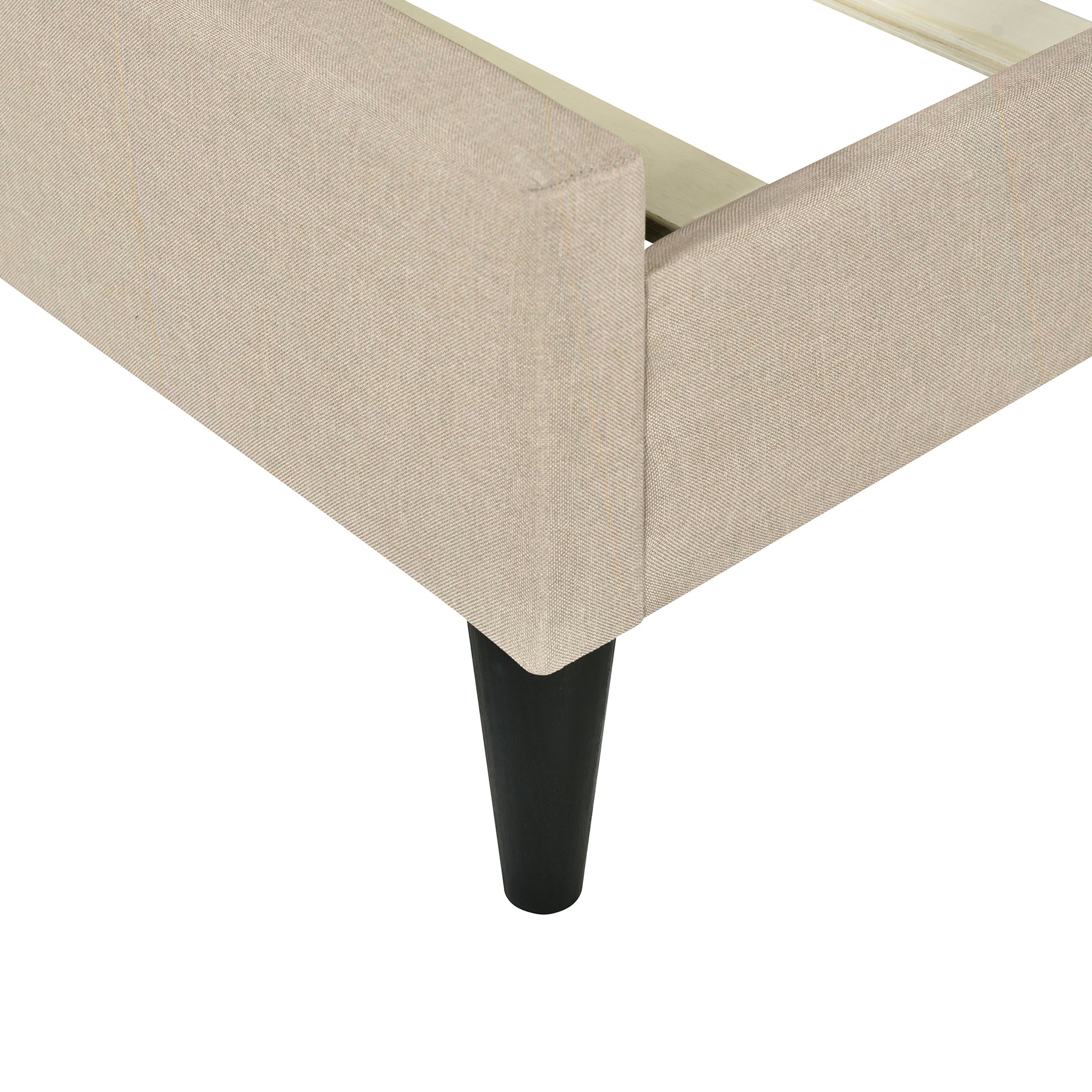 Queen Size Upholstered Platform Bed With Storage Headboard, Sensor Light And A Set Of Sockets And Usb Ports, Linen Fabric, Beige Beige Linen