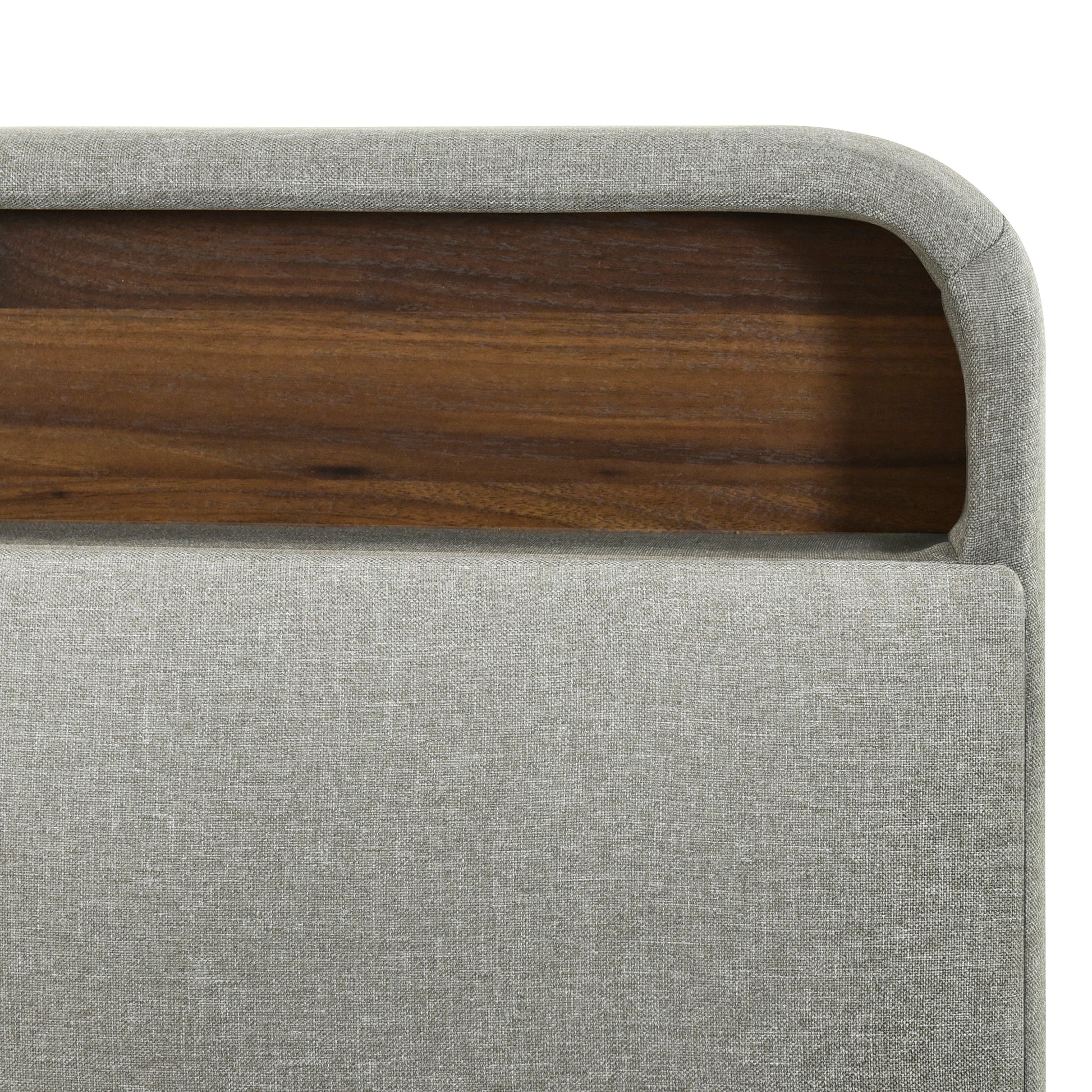 Queen Size Upholstered Platform Bed With Storage Headboard, Sensor Light And A Set Of Sockets And Usb Ports, Linen Fabric, Gray Gray Linen