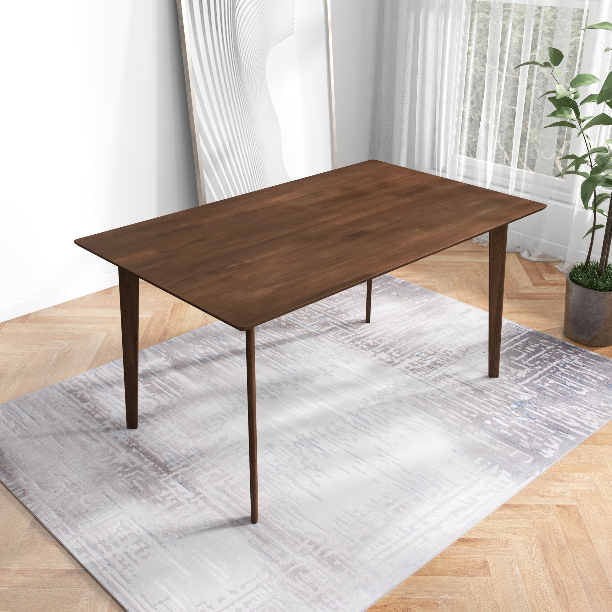Carlos Solid Wood Dining Table Brown Solid Wood