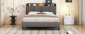 Full Size Upholstered Platform Bed With Storage Headboard, Sensor Light And A Set Of Sockets And Usb Ports, Linen Fabric, Gray Gray Linen