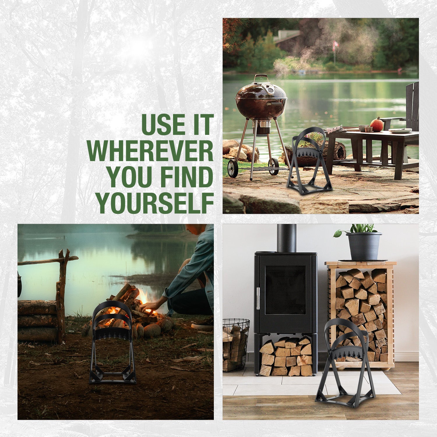 Kindling Splitter Wedges For Cutting Woods Portable Log Splitter Heavy Duty Firewood Splitter & Fire Poker Set Manual Log Splitter Wedge Wood Chopper For Commercial, Outdoor, Home Black Metal