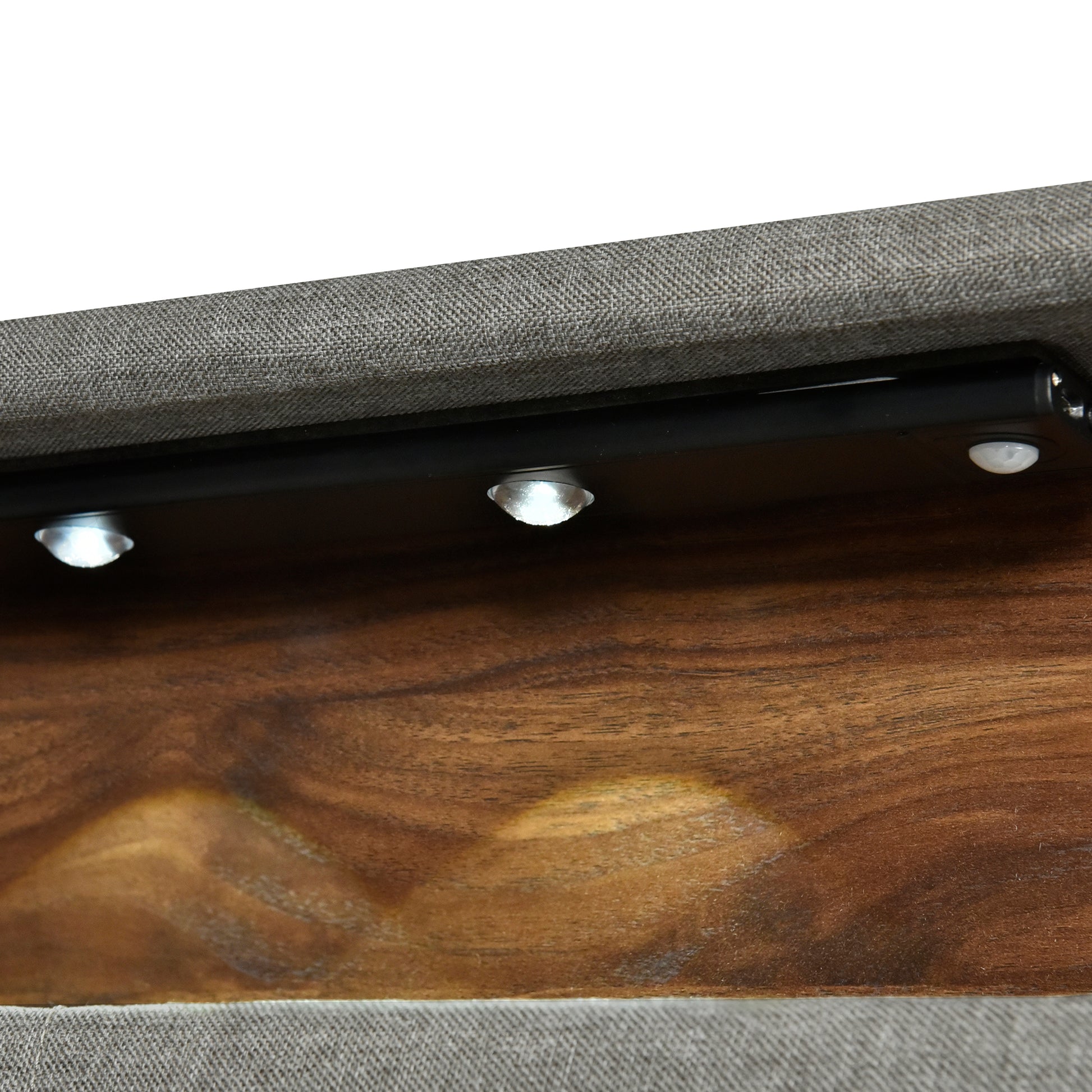 Full Size Upholstered Platform Bed With Storage Headboard, Sensor Light And A Set Of Sockets And Usb Ports, Linen Fabric, Gray Gray Linen