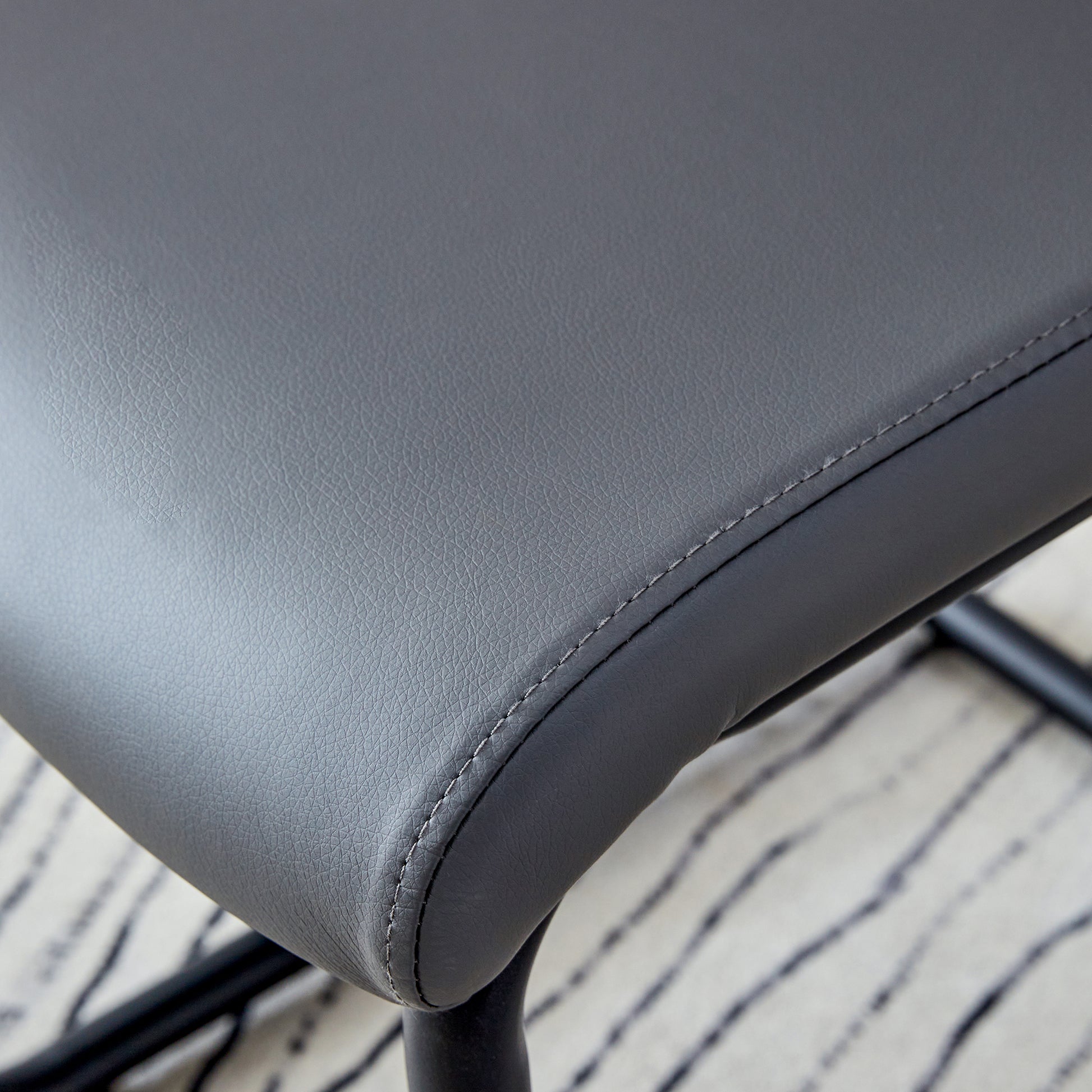 Modern Dining Chair With Faux Leather Cushioned Seats Dining Chair With Metal Legs, Suitable For Kitchen, Living Room, Bedroom, Dining Room Side Chairs, Set Of 6 Pieces Gray Pu Leather Gray Pu