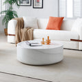 39.37'' White Marble Round Coffee Table Sturdy Fiberglass Table For Living Room, No Need Assembly. White Fiberglass