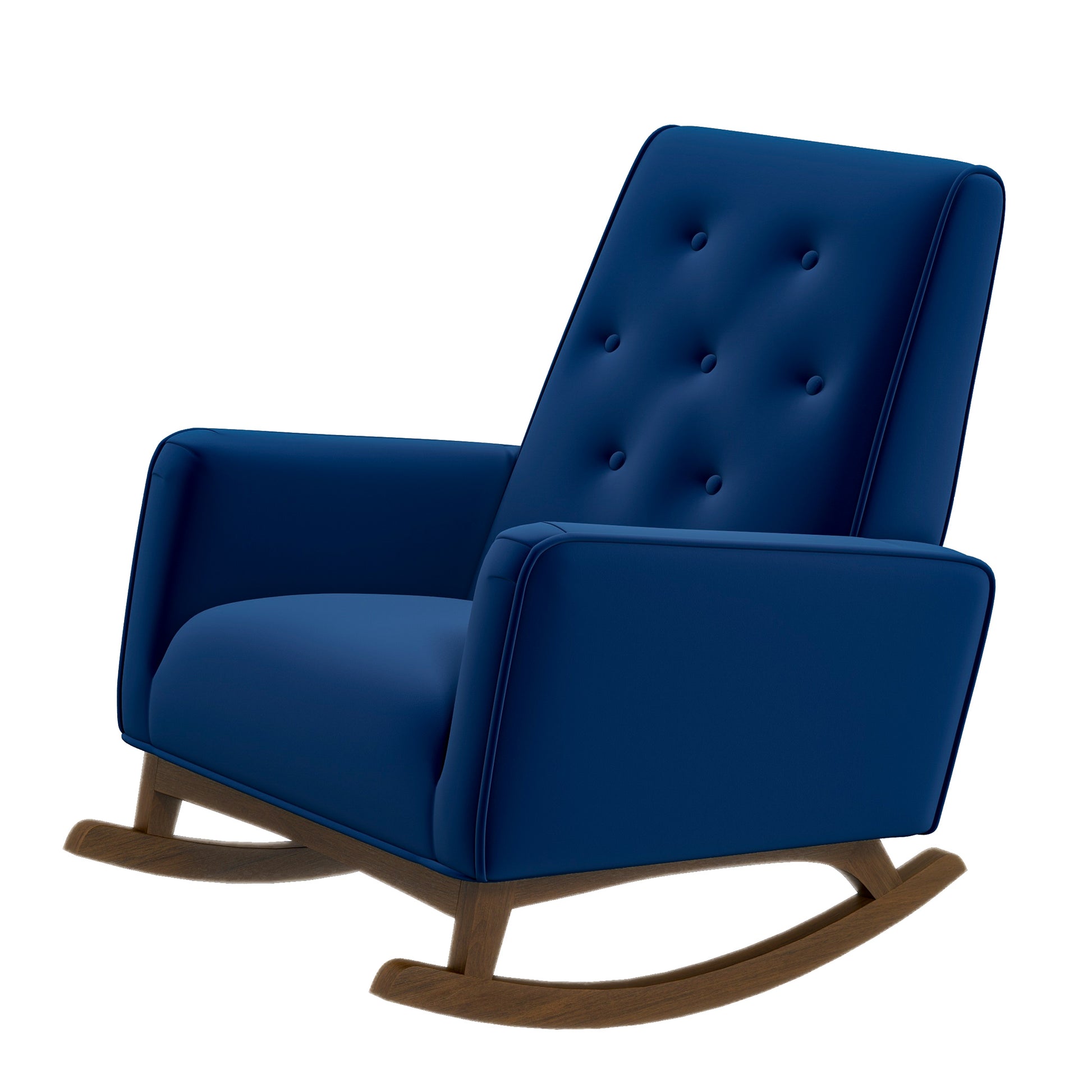 Demetrius Solid Wood Rocking Chair Blue Fabric