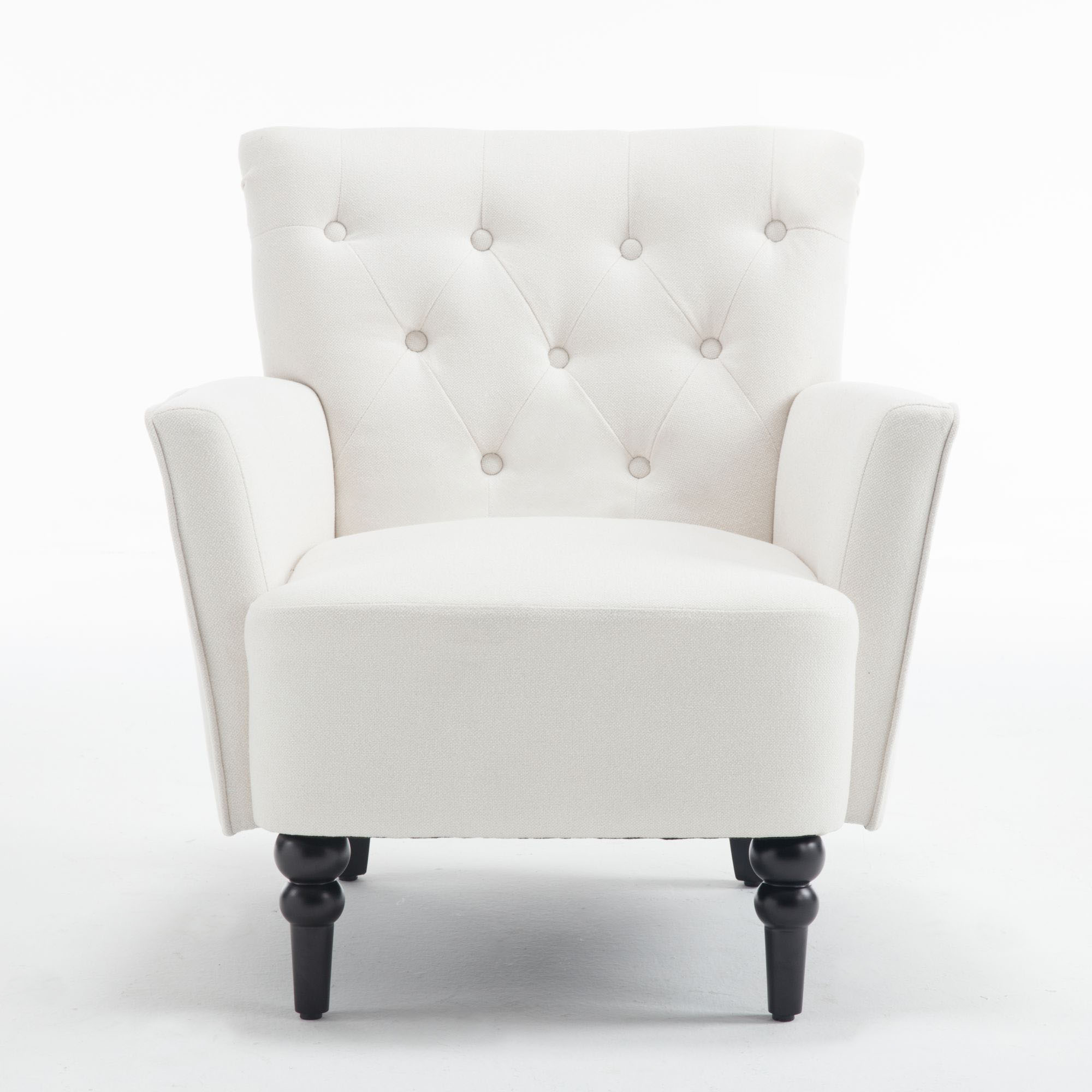 Mid Century Morden Arm Chair, Accent Chair With Ergonomic Cushion,Upholstered In Linen Fabric, Solid Wood Legs,Upholstered Single Sofa Club Chair For Living Room, Bedroom, Home Office,Cream. Cream Primary Living Space Mid Century Modern,Modern Rubberwood