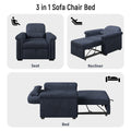 3 In 1 Convertible Sleeper Chair Sofa Bed Pull Out Couch Adjustable Chair With Pillow, Adjust Backrest Into A Sofa, Lounger Chair, Single Bed Or Living Room Or Apartment, Dark Blue Dark Blue Polyester