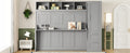 Queen Size Murphy Bed Wall Bed With Closet And Drawers,Gray Gray Mdf Lvl