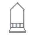 Twin House Shaped Roof Headboard Floor Bed, Without Slats ,Grey Twin Grey American Design Pine