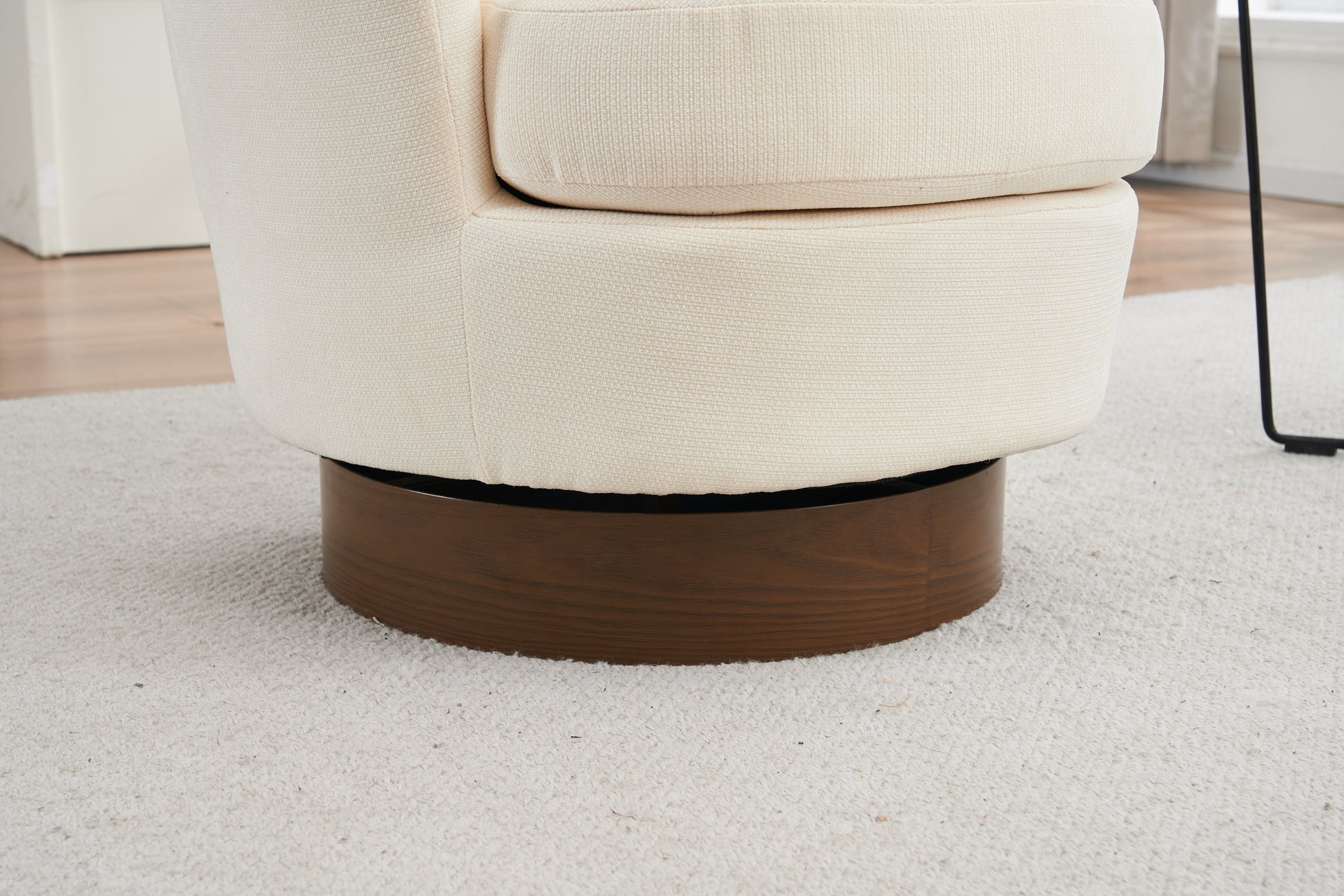 Polyester Swivel Barrel Chair, Swivel Accent Chairs Armchair For Living Room, Reading Chairs For Bedroom Comfy, Round Barrel Chairs With Gold Stainless Steel Base Beige Beige Primary Living Space American Design Foam Polyester