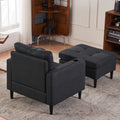 Dark Gray Upholstered Armchair And Storage Ottoman Set Comfortable Single Sofa With Cup Holders And Tufted Detailing, Ideal For Living Room Or Bedroom Dark Gray Foam Metal