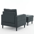 Dark Gray Upholstered Armchair And Storage Ottoman Set Comfortable Single Sofa With Cup Holders And Tufted Detailing, Ideal For Living Room Or Bedroom Dark Gray Foam Metal